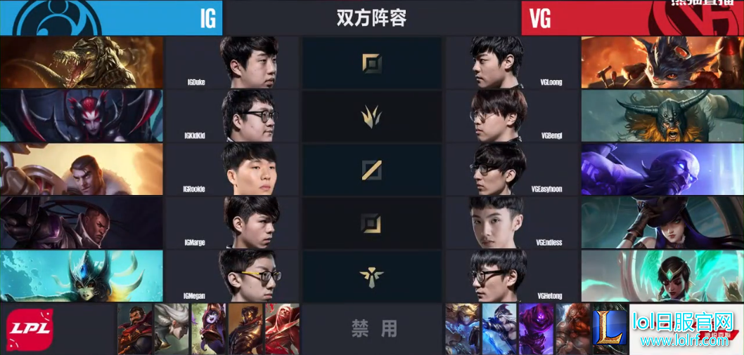 滚动赛果:VG让一追二击败IG终结连败